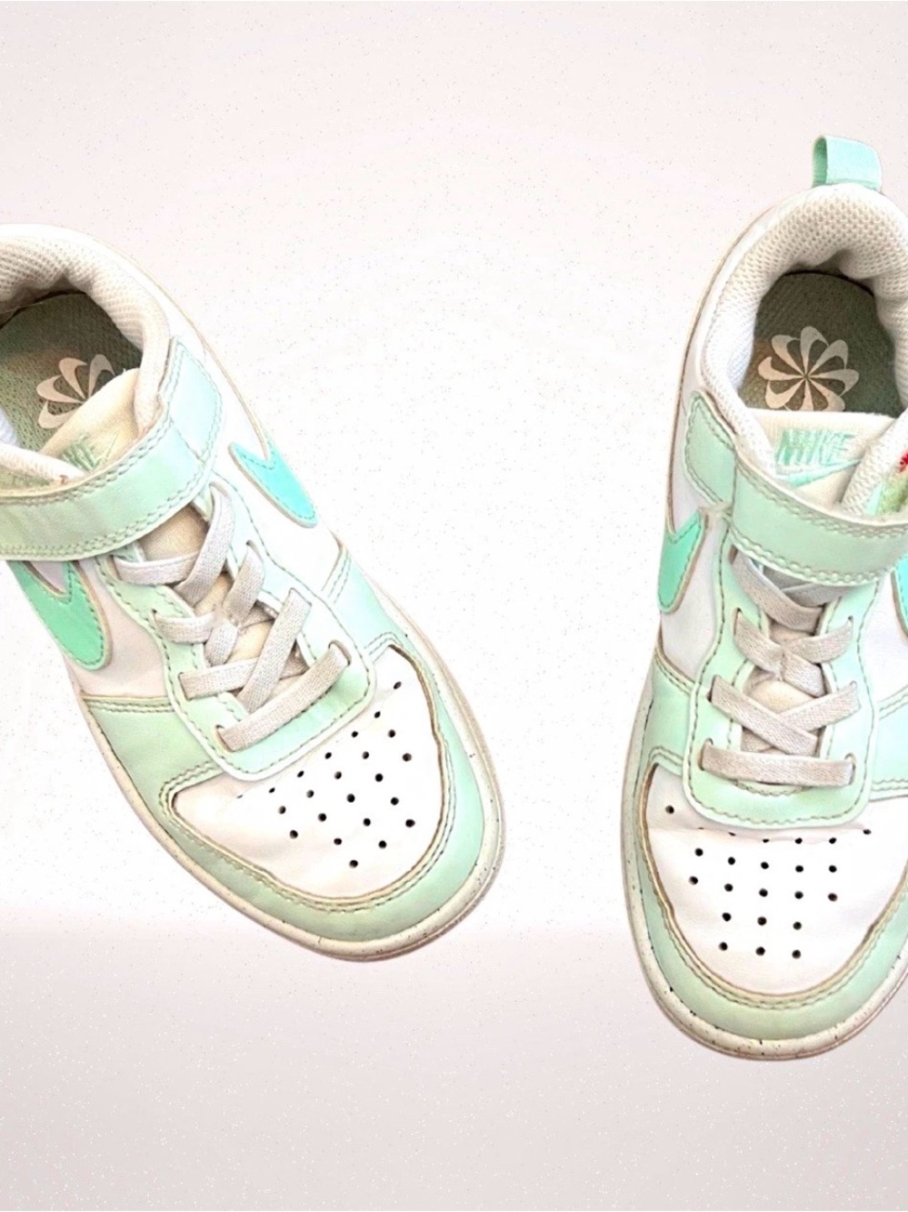 Nike Court Borough Low 2 Recraft Kids Size 11C White Mint Green Sneakers